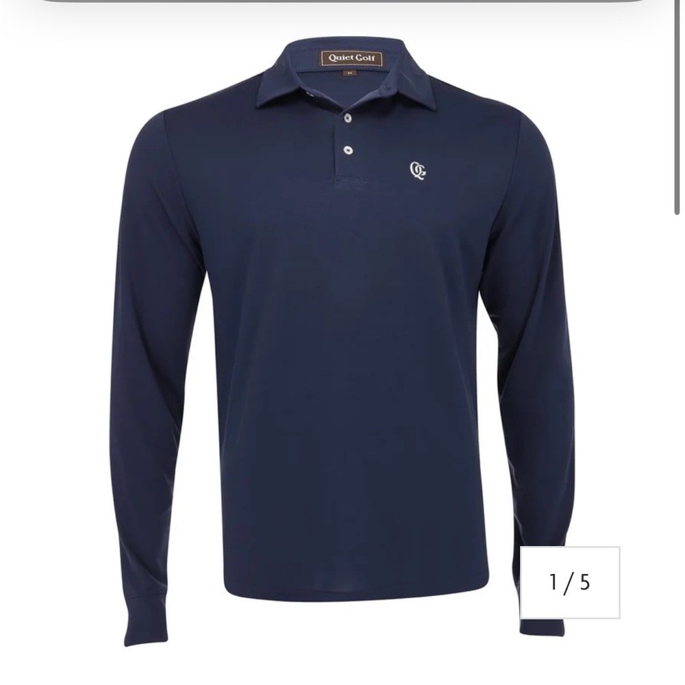 Men's NWOT Quiet Golf Navy Long Sleeve Polo Shirt